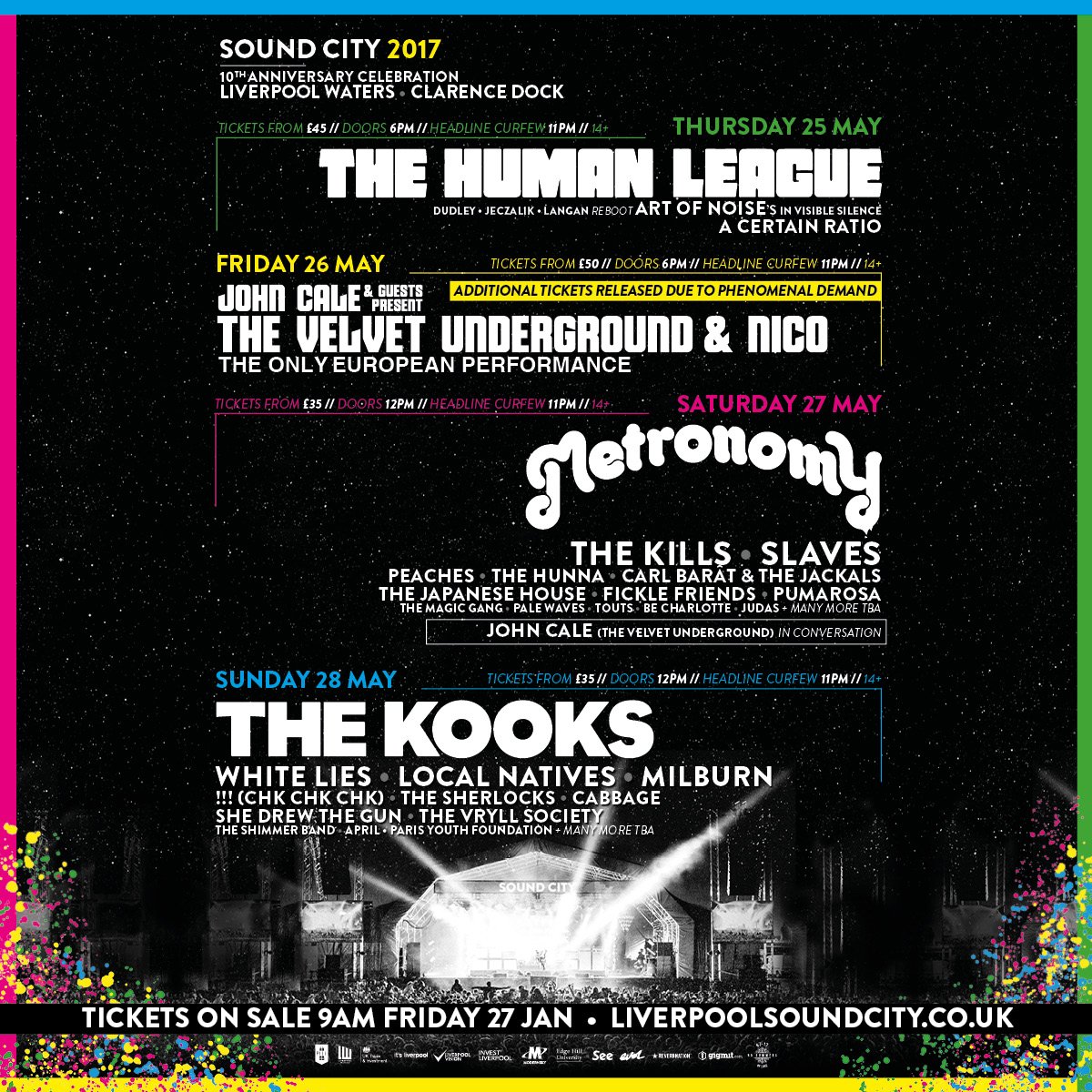 The Human League, John Cale, Metronomy and The Kooks announced for Liverpool Sound City 2017