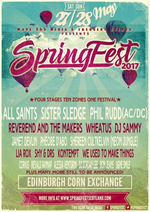 All Saints to Headline SpringFest, Scotland's SpringFest 2017
