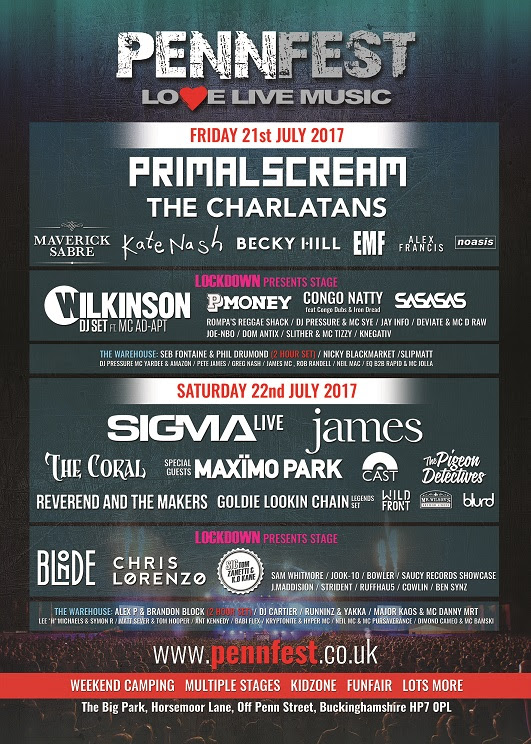 PennFest 2017 announces Primal Scream, Sigma, James, The Charlatans, Maverick Sabre, The Coral and more