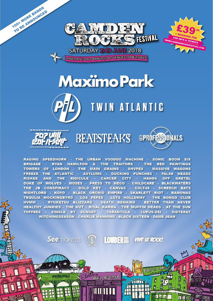 Camden Rocks Festival  - Maxïmo Park to headline plus Public Image Limited (PiL) Twin Atlantic and more