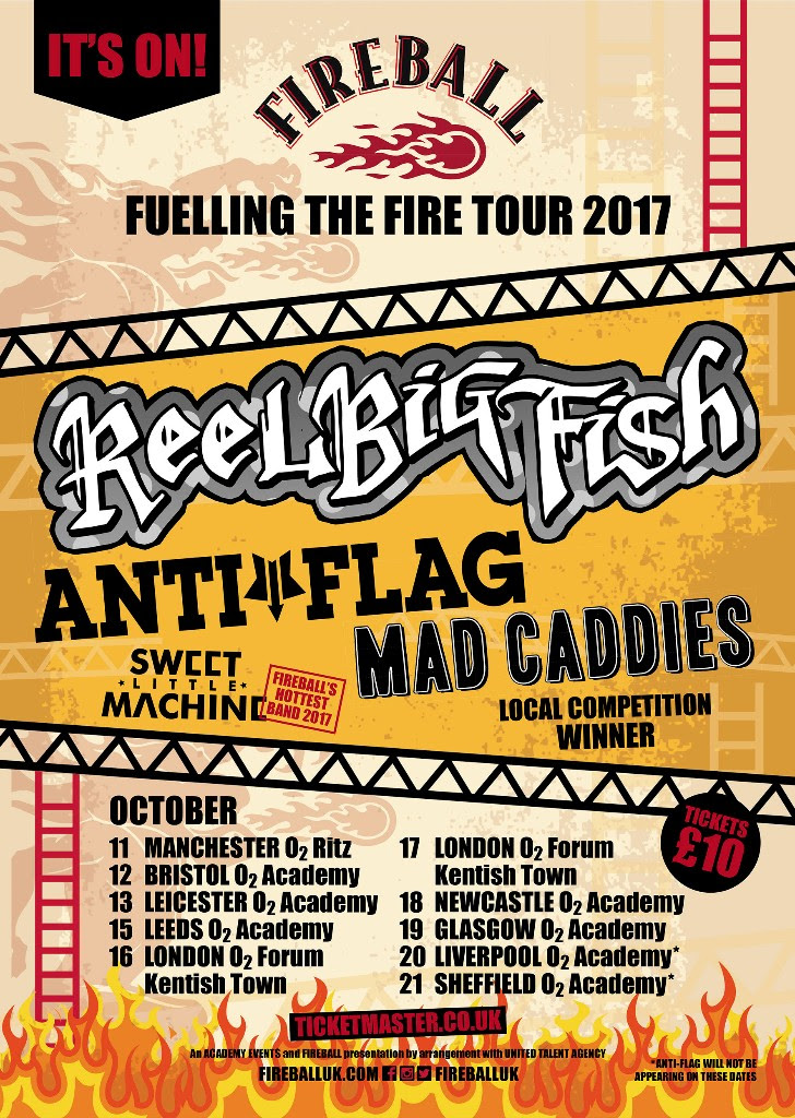 Fireball - Fuelling The Fire Tour 2017 Announces Reel Big Fish, Anti-Flag and more