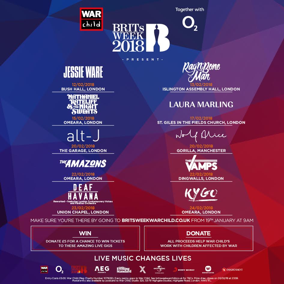 War Child BRITs Week announced with alt-J, Wolf Alice, Jessie Ware & more set to play