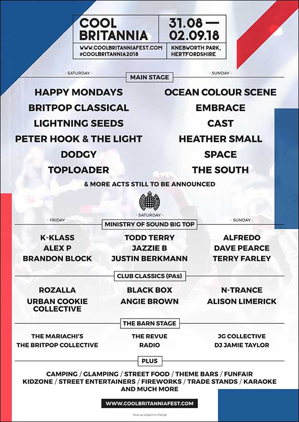 'Cool Britannia' - brand new festival - at Knebworth Park - 31 Aug-2 Sep