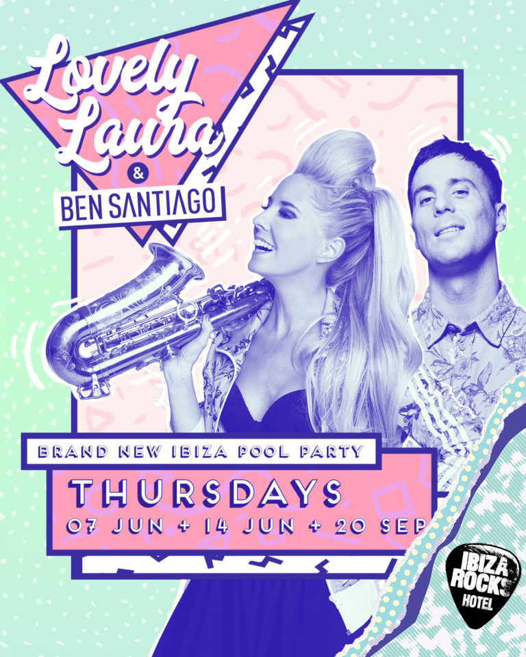 Lovely Laura with Ben Santiago at Ibiza Rocks Hotel - the home of the pool party