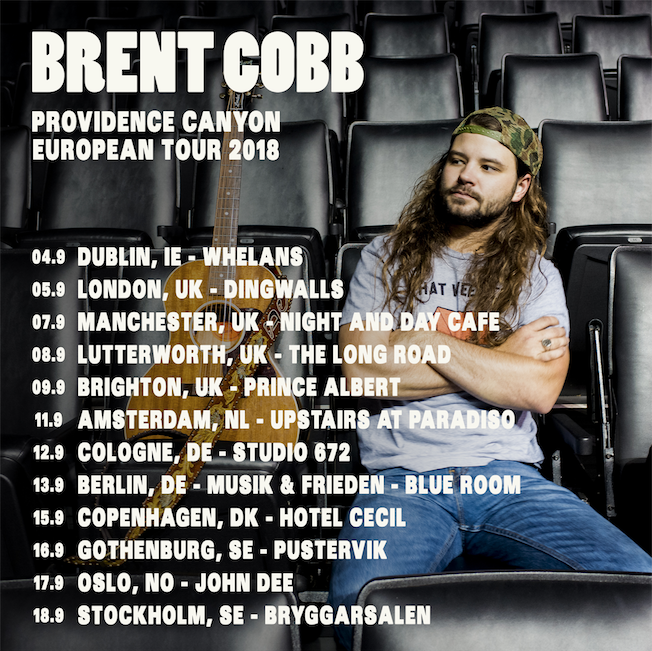 Brent Cobb announces September 2018 European tour