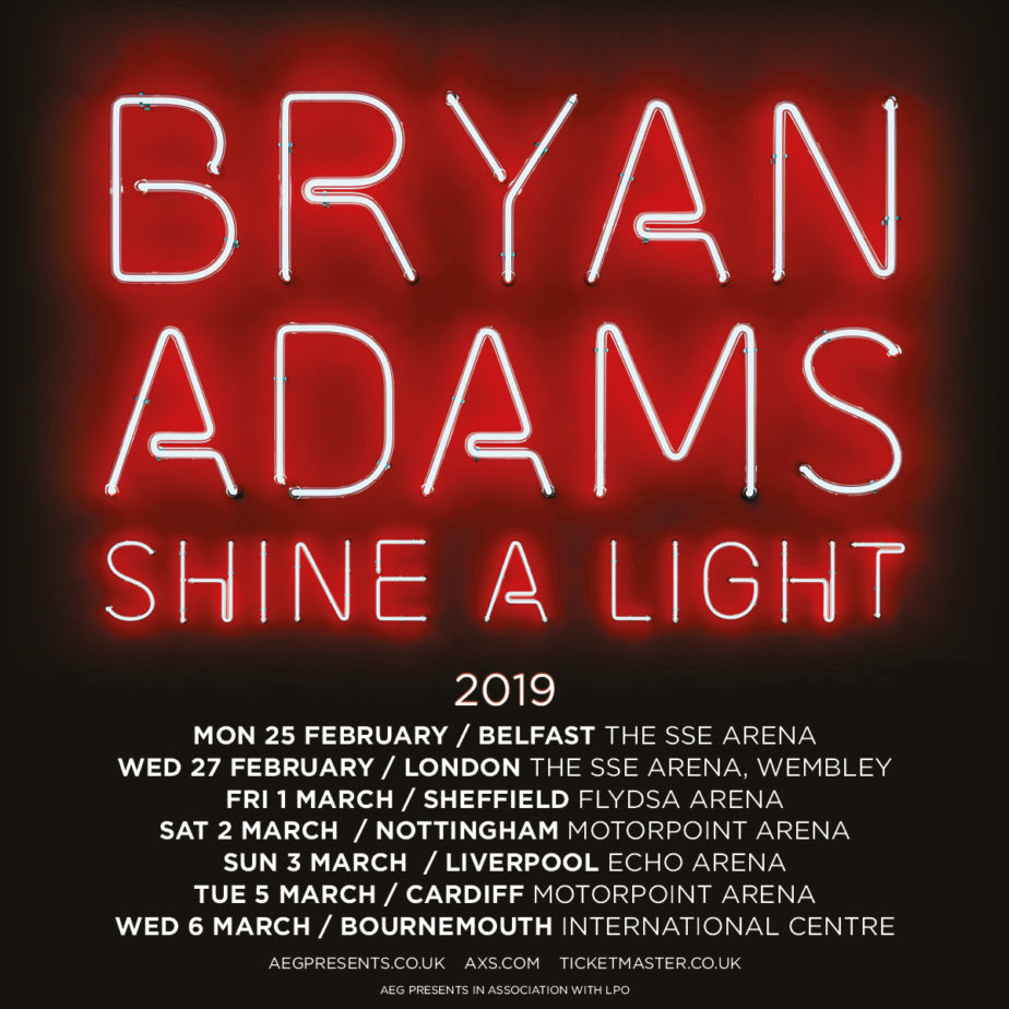 Bryan Adams announces Liverpool Echo Arena date, 3rd March