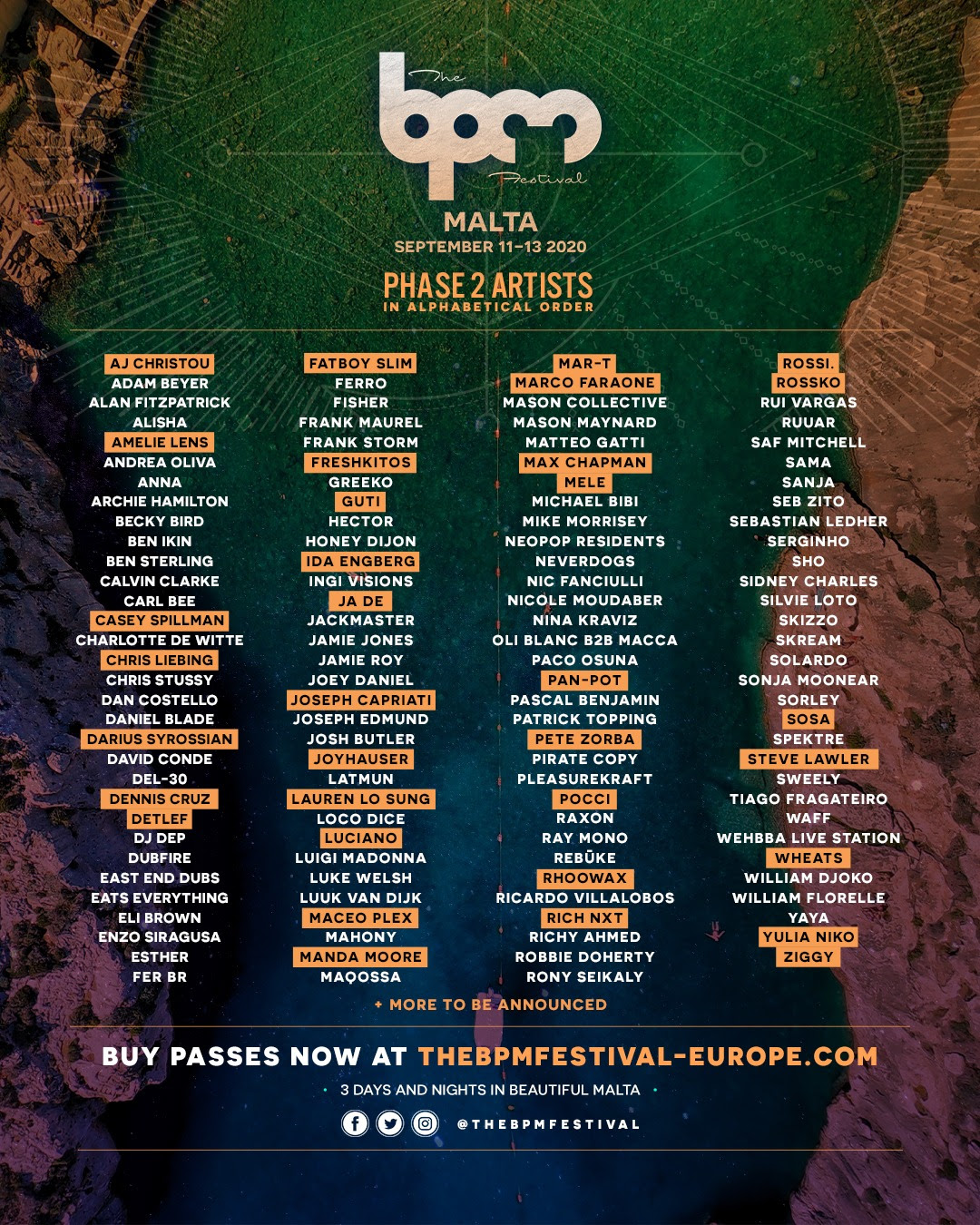BPM festival line up poster