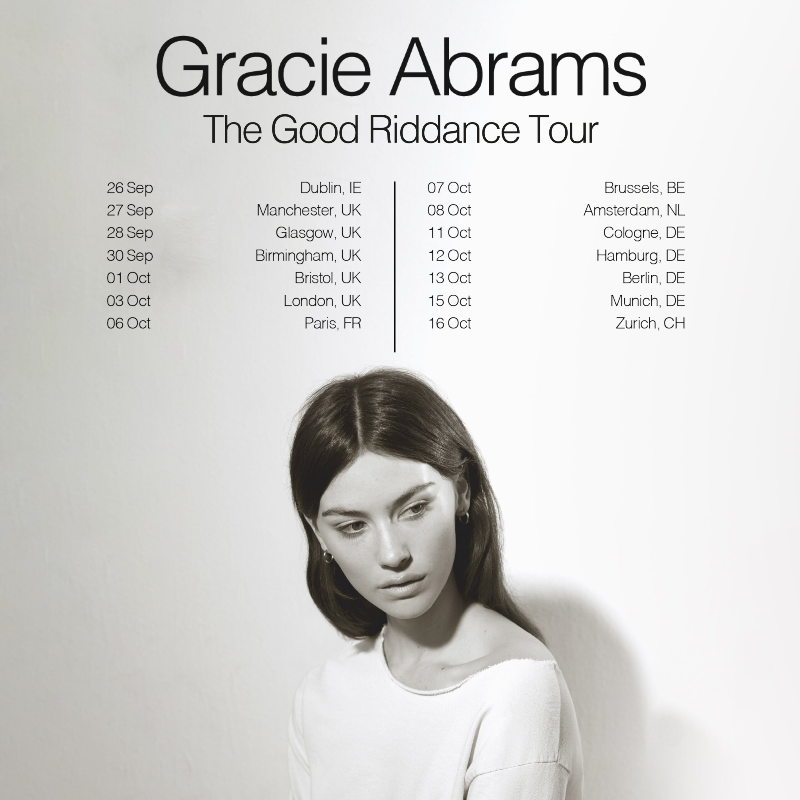 Gracie Abrams UK and European tour date poster