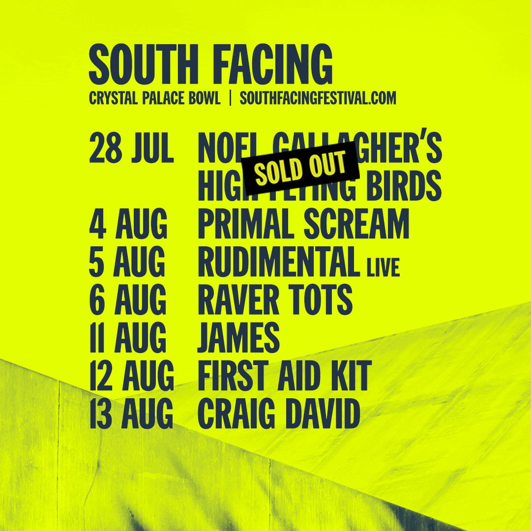 Line up poster for the South Facing festival 2023