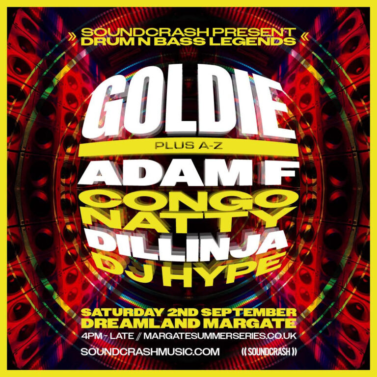 Soundcrash promotional poster for drum n bass legends in Margate