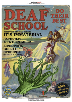 Poster for Deaf School gig at Mountford Hall on 16 December 2024