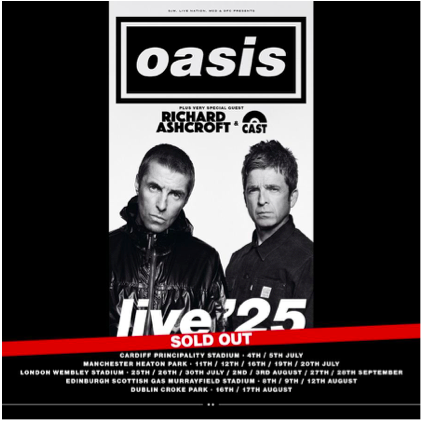 Promotional poster for Oasis live 2025