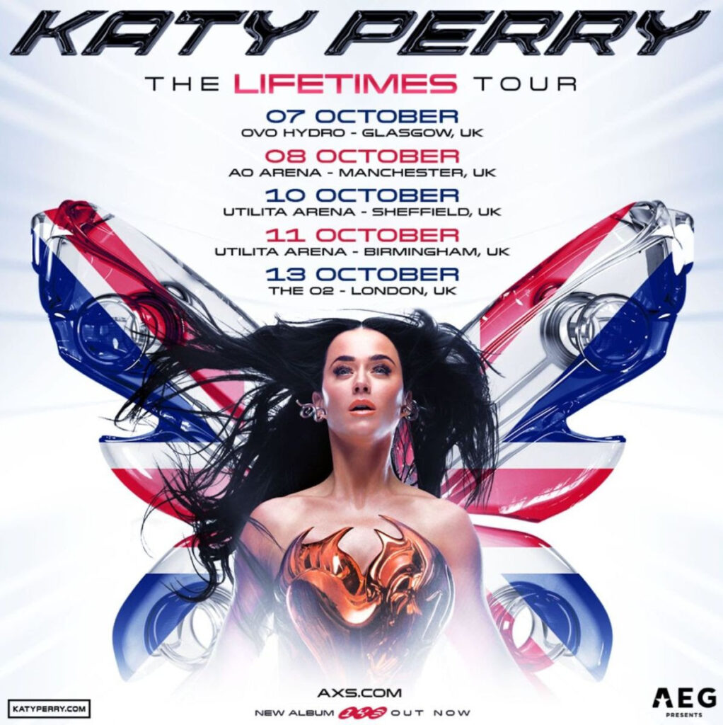 Katy Perry lifetimes tour dates poster