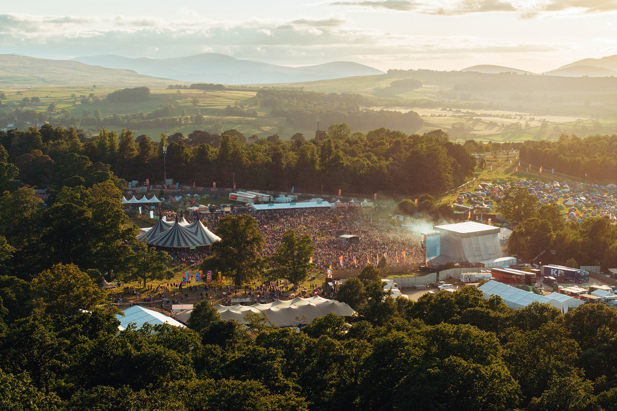 Aerial view of Kendal Calling festival