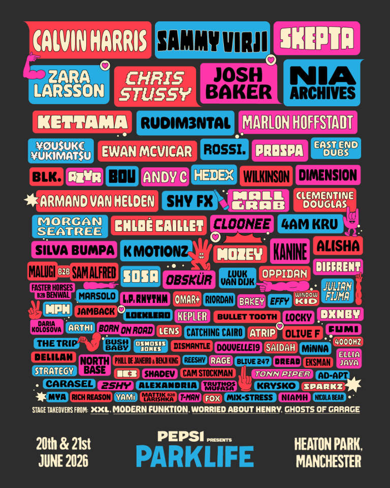 Parklife line up poster