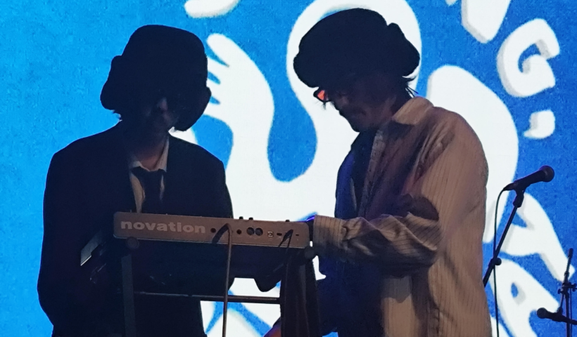 Monks on stage at so long, good friday festival